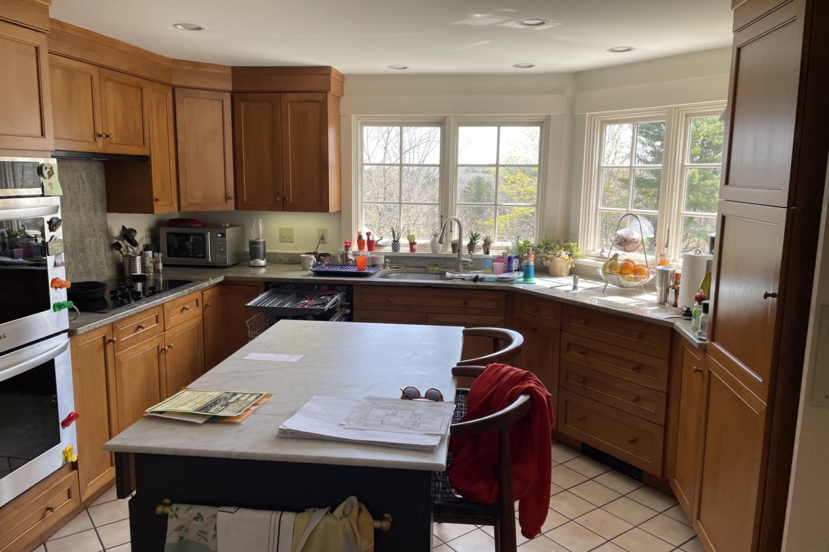 Before image of the kitchen sink area – Whole-house Remodel in Concord, MA Remodeling by Feinmann